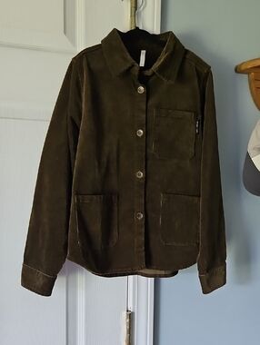 Rylee + Cru Olive Corduroy Shirt Jacket